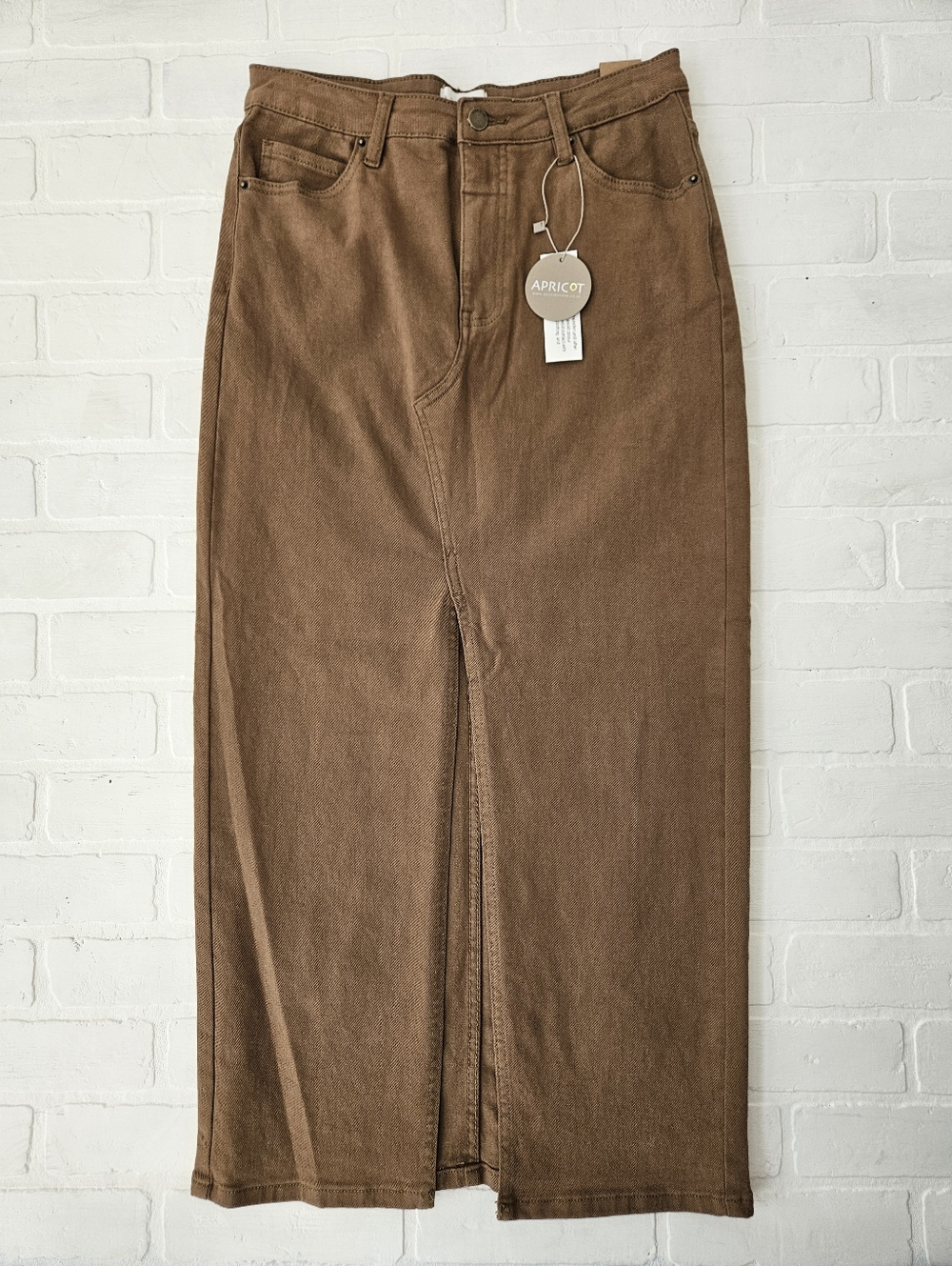 Brown Denim Maxi Skirt